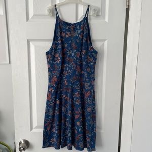 Blue, coral, and mint floral skater dress